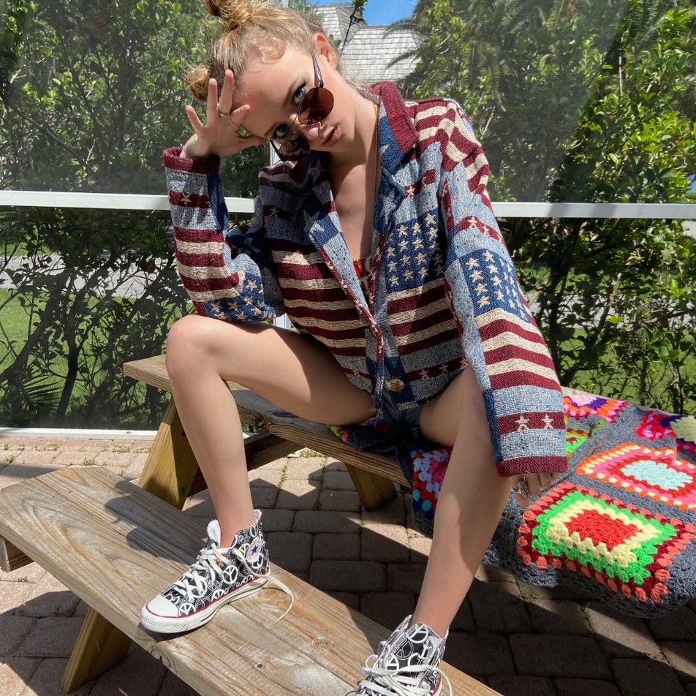 🇱🇷VINTAGE American Flag Art Jacket 🇱🇷